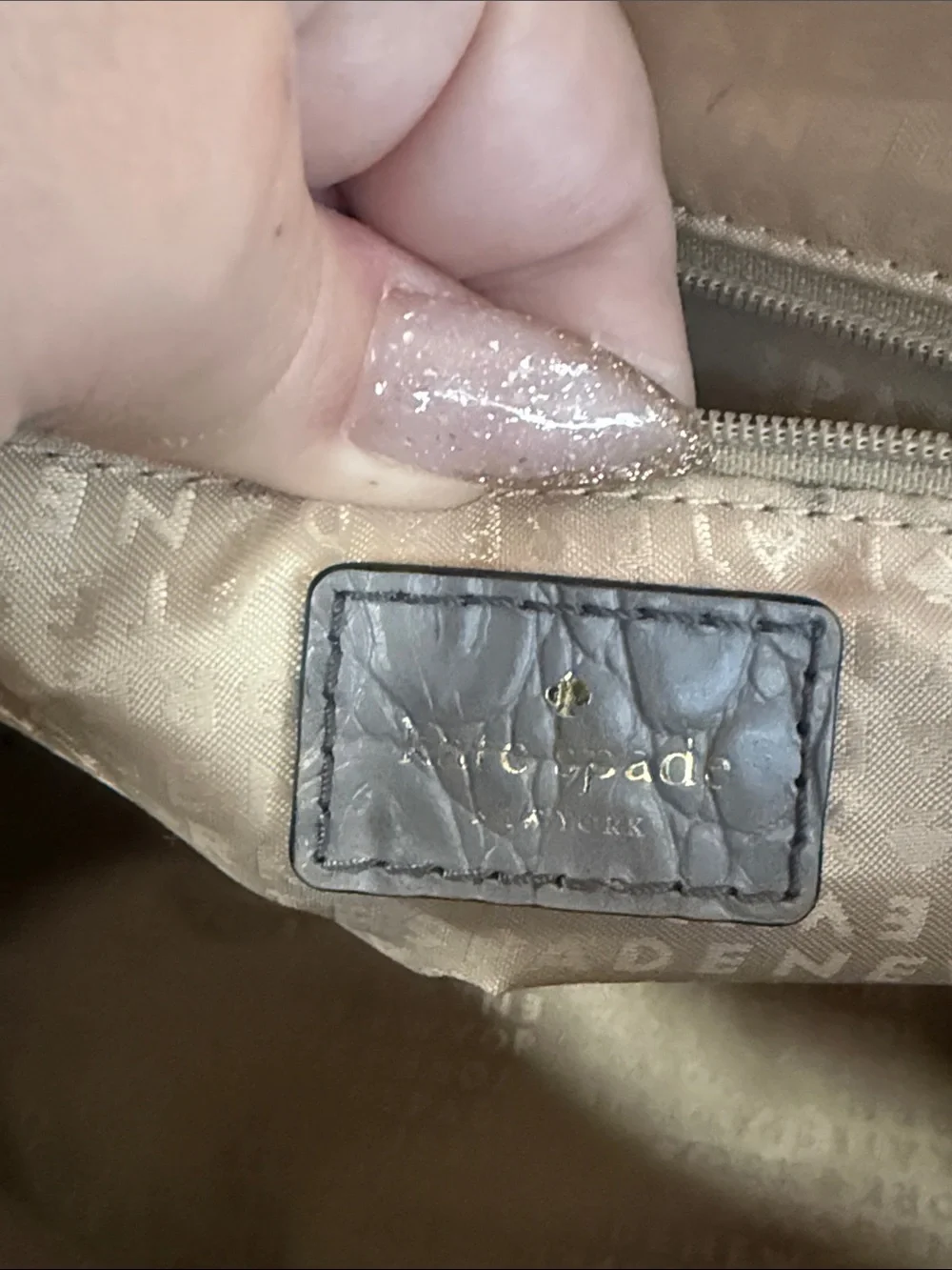 Kate Spade NY Orchard Valley Sinclair Crocodile Leather Shoulder Large “Putty”